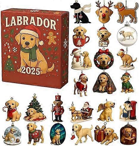 Dog Advent Calendar 2025 with 24 Acrylic Labrador Ornaments for Christmas Countdown Decor