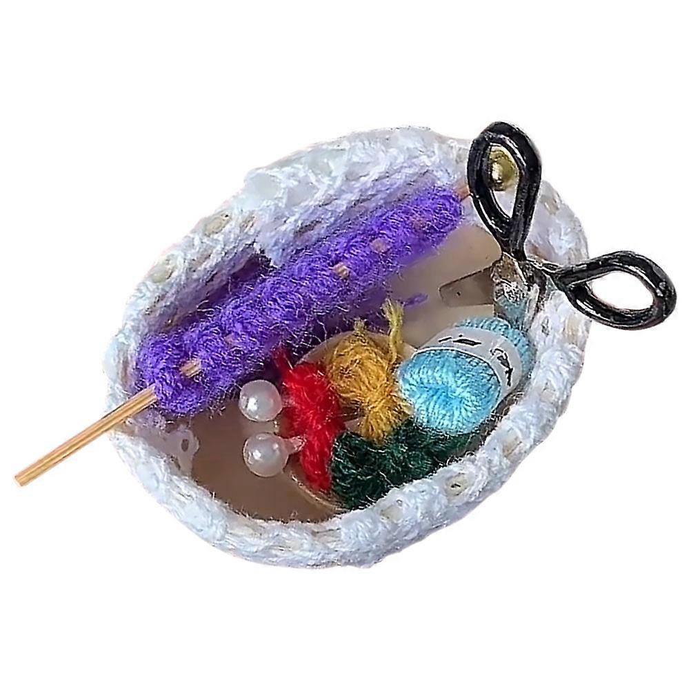 Simulation Sewing Basket Miniature Tools for Dollhouse 1Set