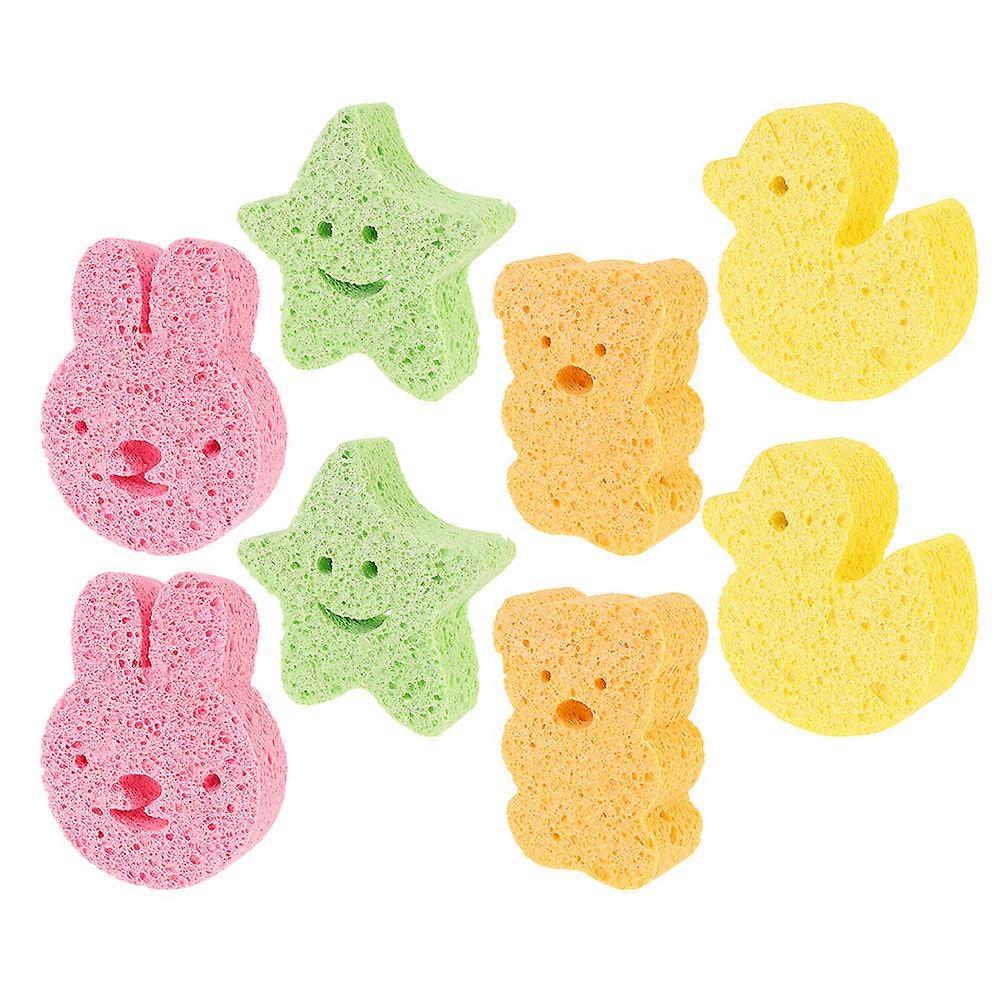 Soft Shower Sponge for Baby Bathing Wood Pulp 8Pcs Set