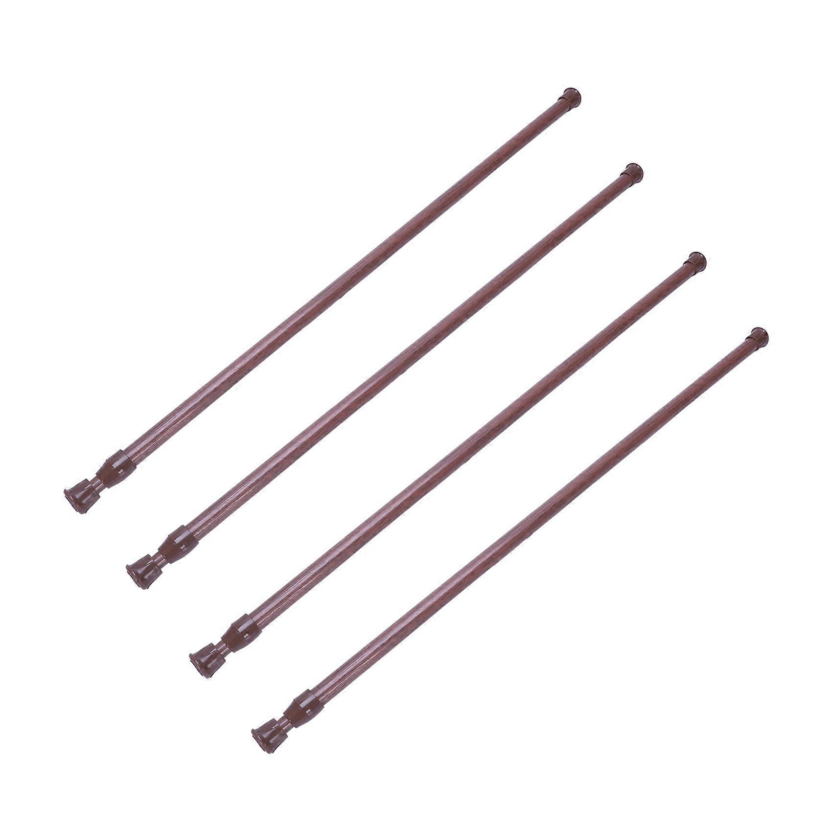 4X Extendable Telescopic Spring Loaded Net Voile Tension Curtain Rail Pole Rods,55-90cm,Wood Color