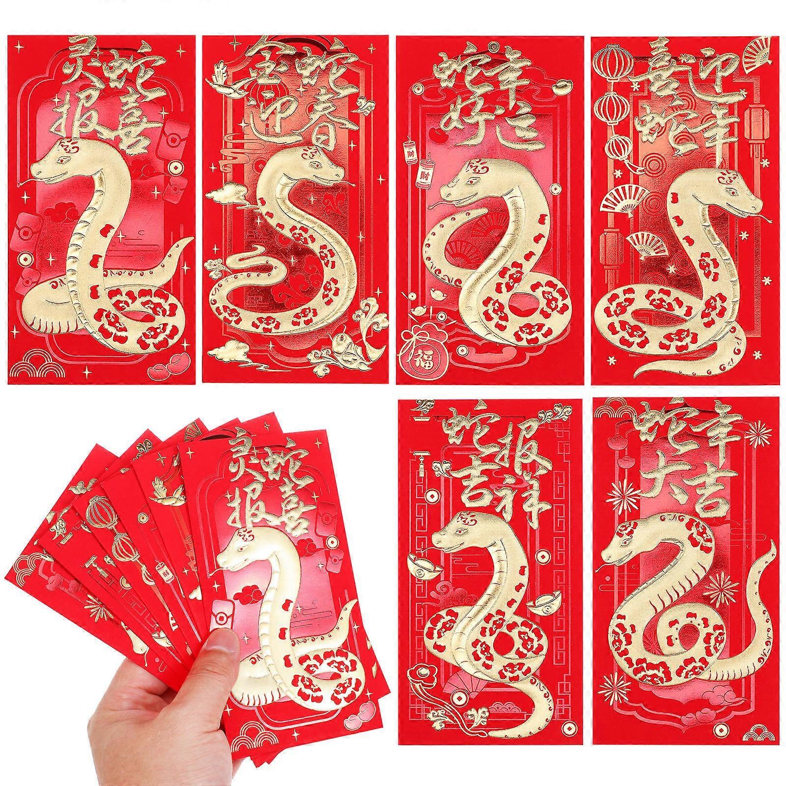 Red Envelopes Snake Pattern Money Packets for Party Use 144Pcs