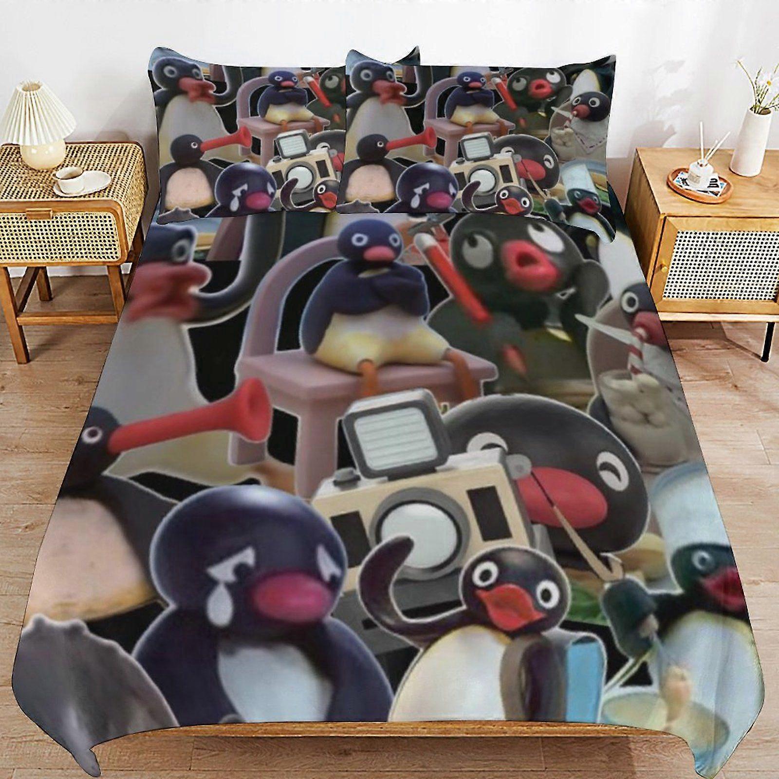 Pingu Modern Handling Practical Sleep Set Durable Threaded Design Zipper Duvet Cover Sets Essential