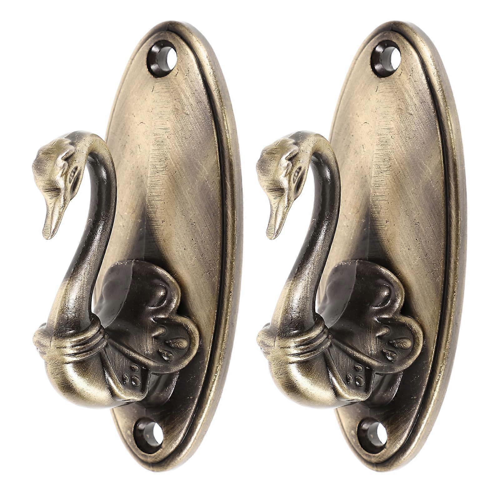 Antique Bronze Swan Curtain Tieback Hooks Set of 2 Elegant Holdbacks for Drapes and Curtains