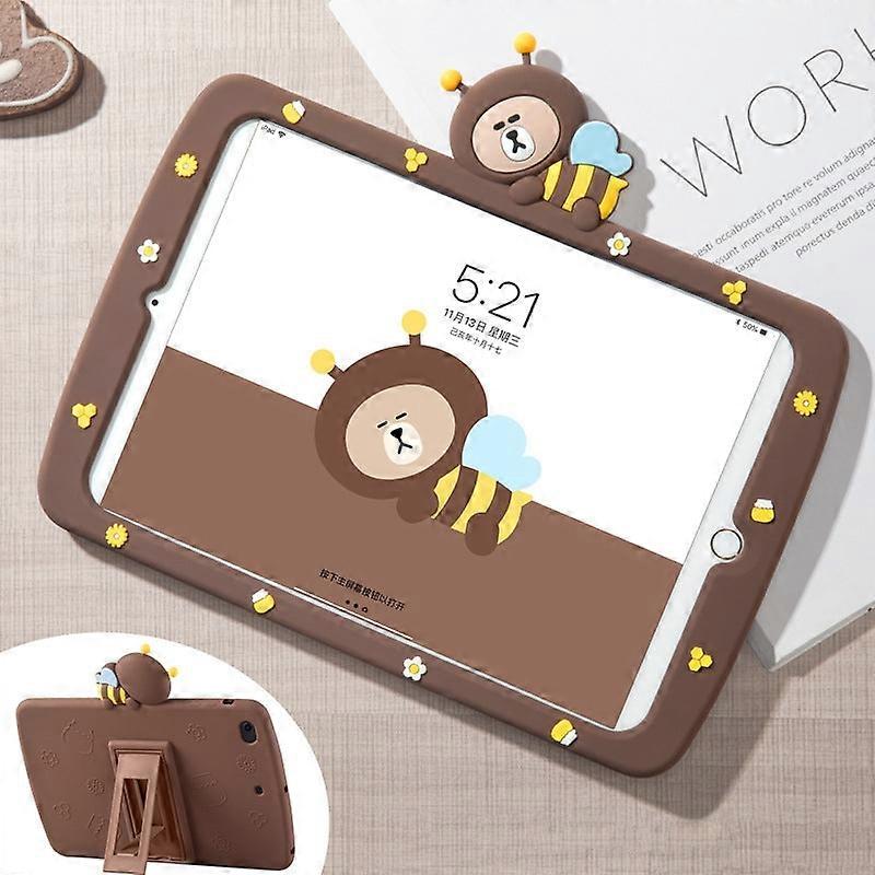 Capa para iPad Mini 4/7,9 polegadas em silicone com desenho de abelha, urso, sapo e pato, macia e fofa.