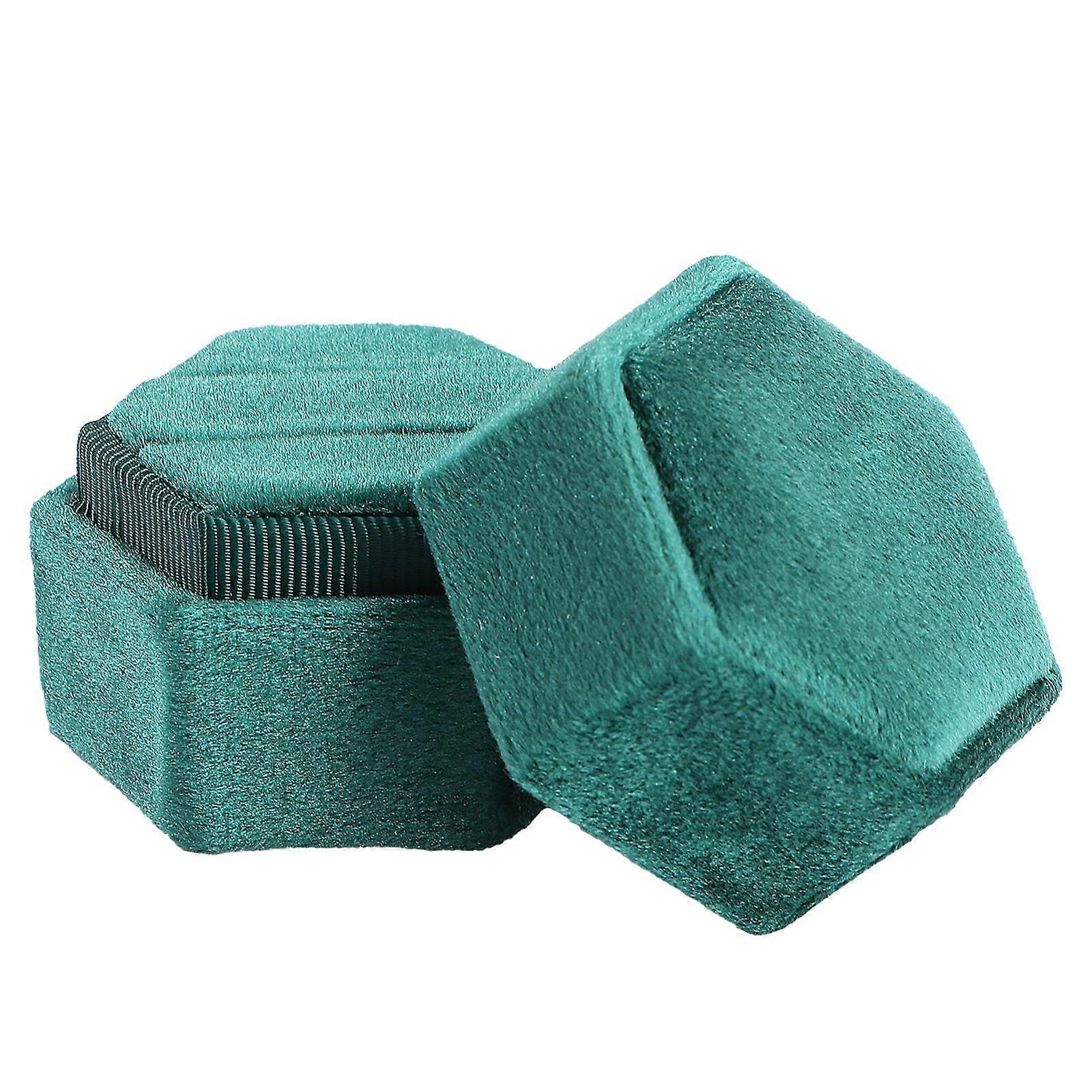Gift Holder Hexagon Shaped Ring Box for Ring Storage 2Pcs Green
