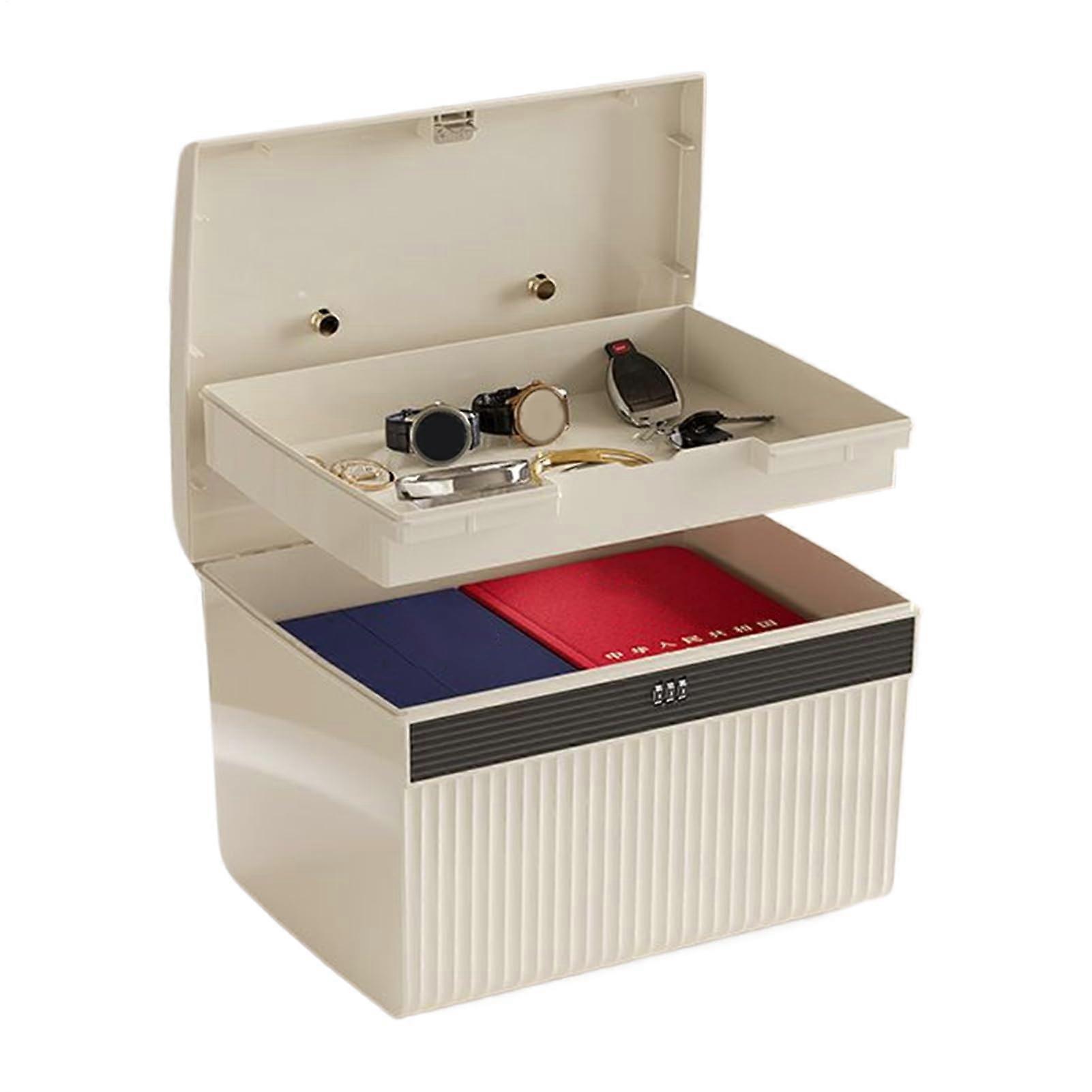 Lockable Storage Box with Combination Lock, Waterproof Double Layer Organizer for Jewelry, Money, Documents
