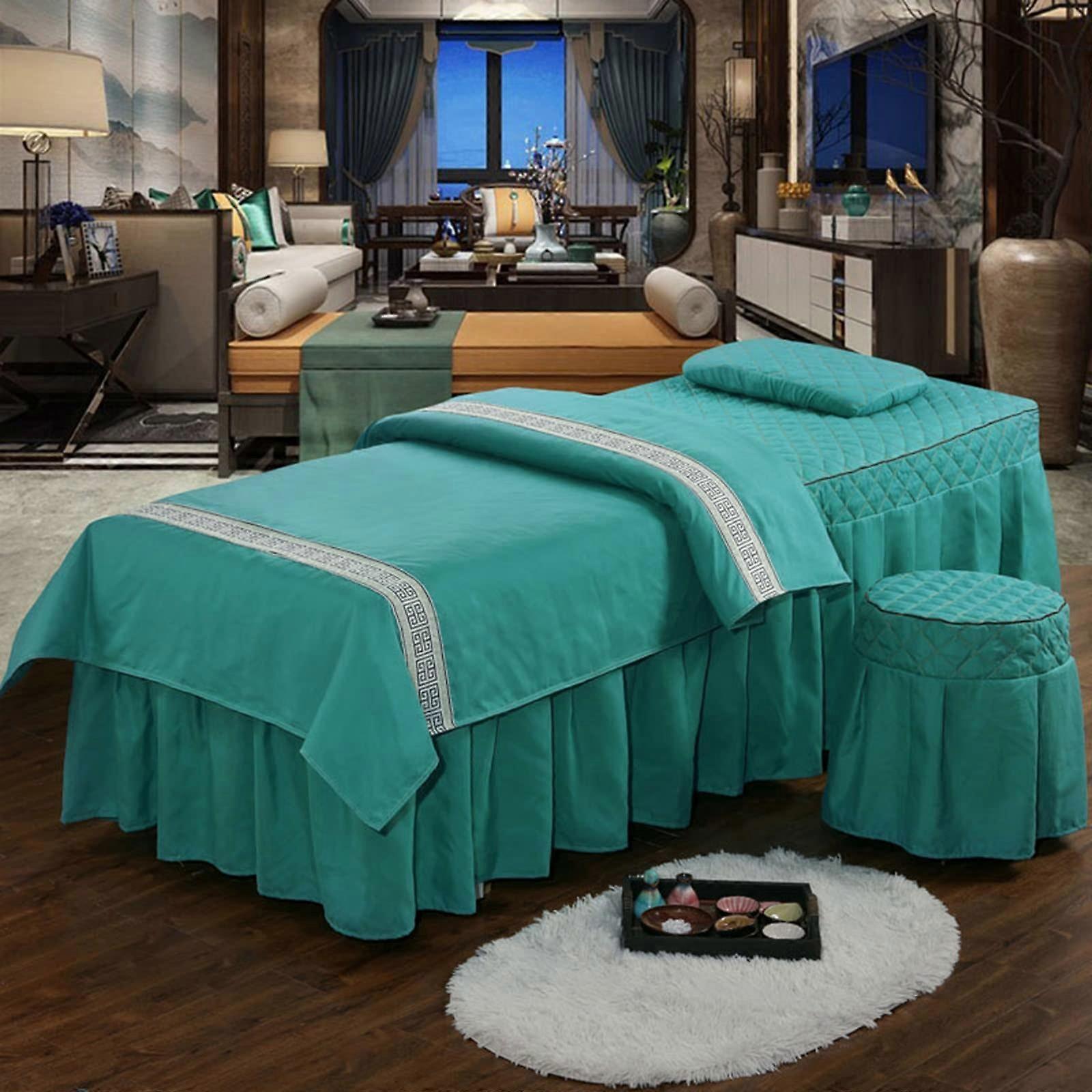 Massage Table Sheets Set with Breathable Microfiber Skirt, Extra Thick Spa Bed Cover 190x80cm