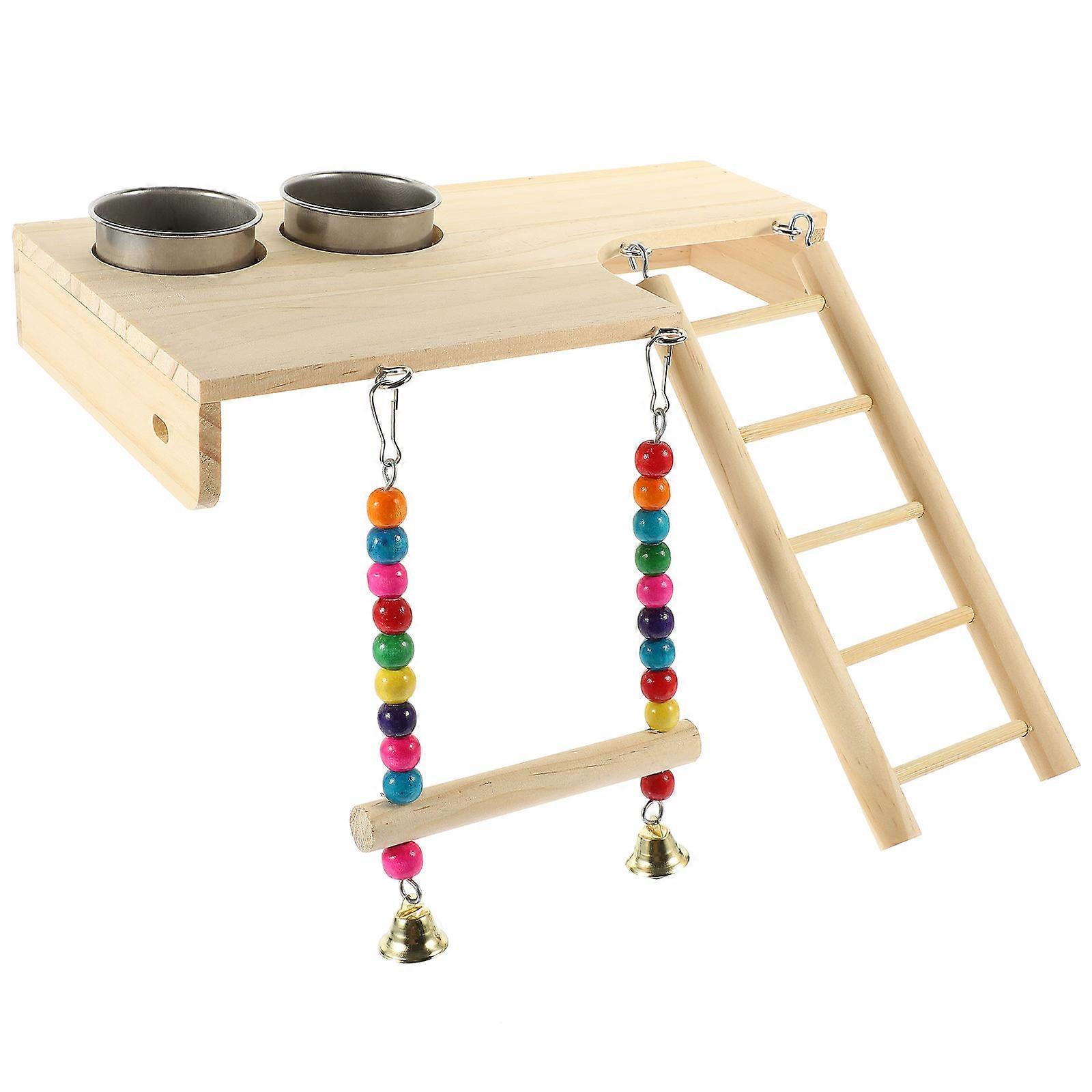 Bird Toy for Bird Cage Perch Platform for Activity 4Sets with Ladder