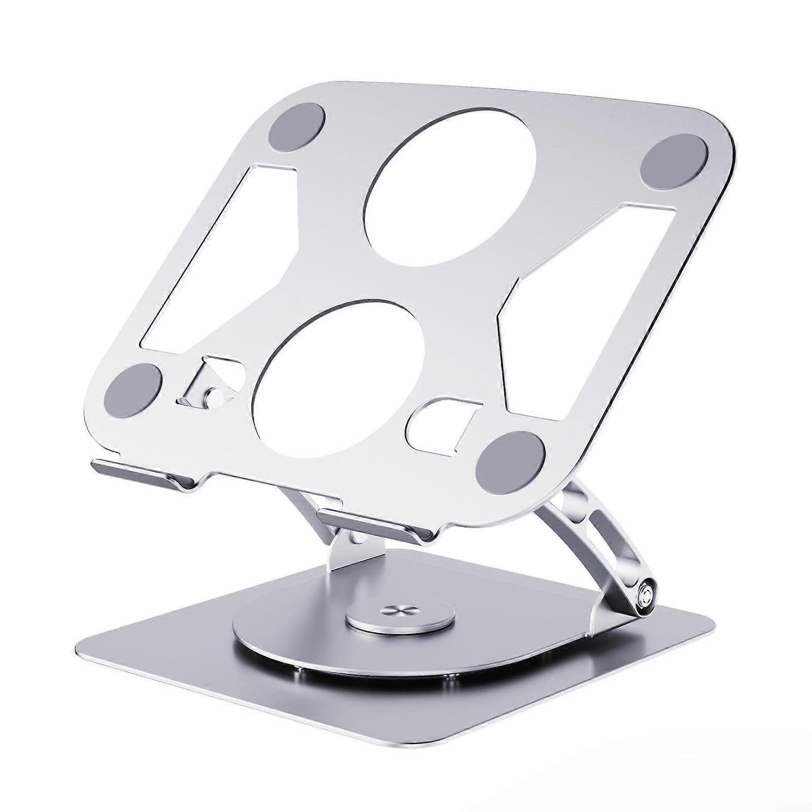 Ergonomic Adjustable Laptop Stand with 360 Swivel Base, Height Adjustable, Cooling, Silver
