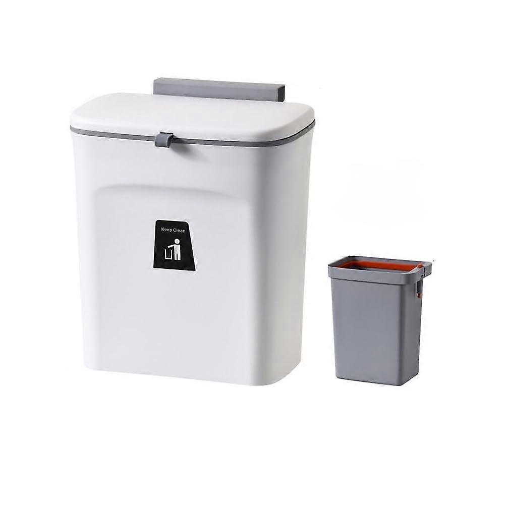 Wall Mounted Trash Can with Inner Bucket, SpaceSaving Sliding Lid Garbage Bin for Kitchen