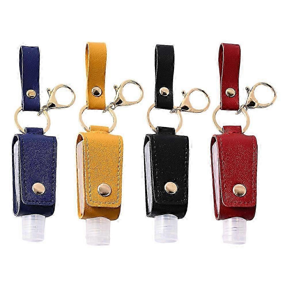 4 Sets Practical Multifunctional Keychain Bottles Lotion Bottles and PU Keychain Containers