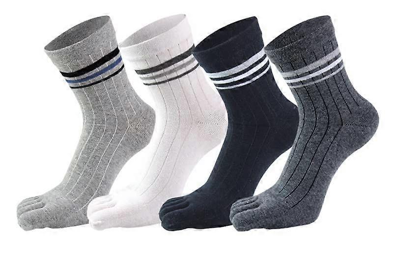 Men's Five-toe Pure Cotton Socks Soft Breathable Comfortable Lightweight Socks  4-Pack