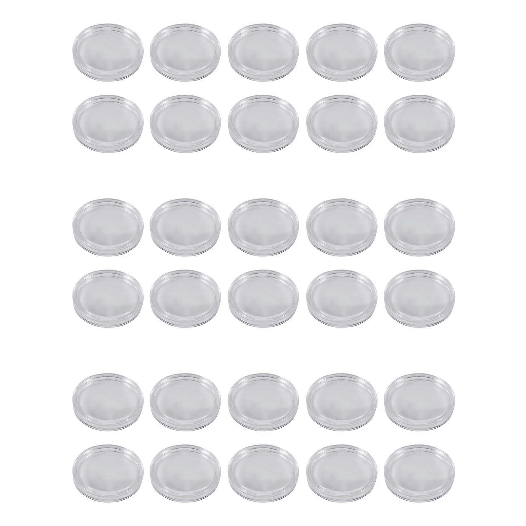 30 Pcs Small Round Transparent Plastic Coin Capsules Box 33mm