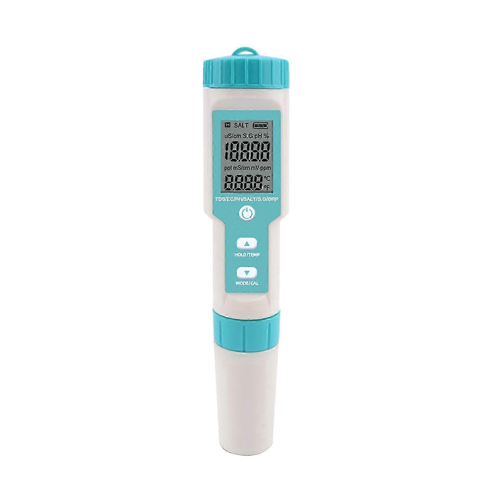 7 in 1 PH/TDS/EC/ORP/S.G/Salinity/Temperature Multi-Parameter Pocket Water Quality Tester with Electrode Replaceable C-600 PH MeteSky blue  Edition 01