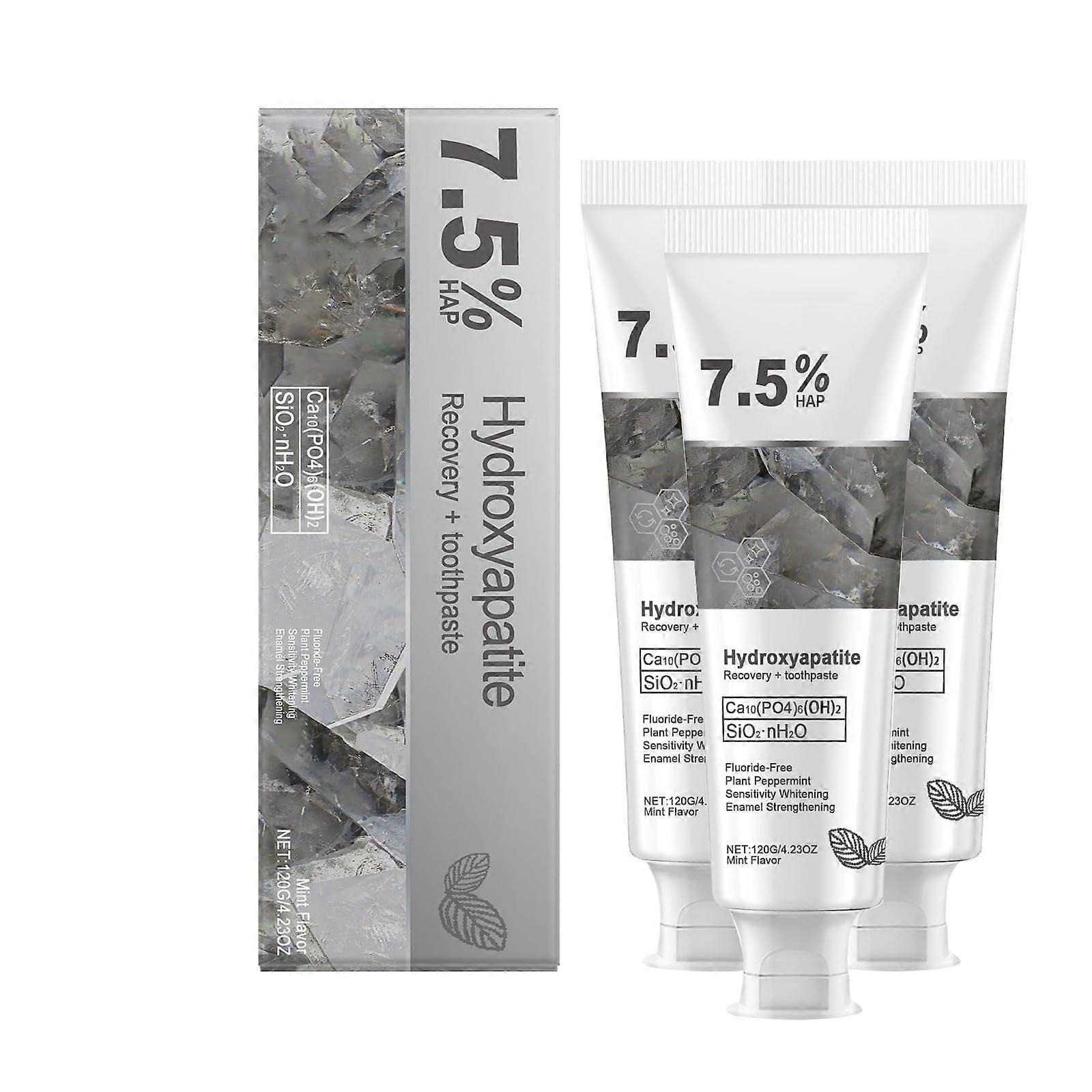 Hydroxyapatite Toothpaste Set for Sensitive Teeth, Fluoride Enamel , Mint Flavor, 3pc