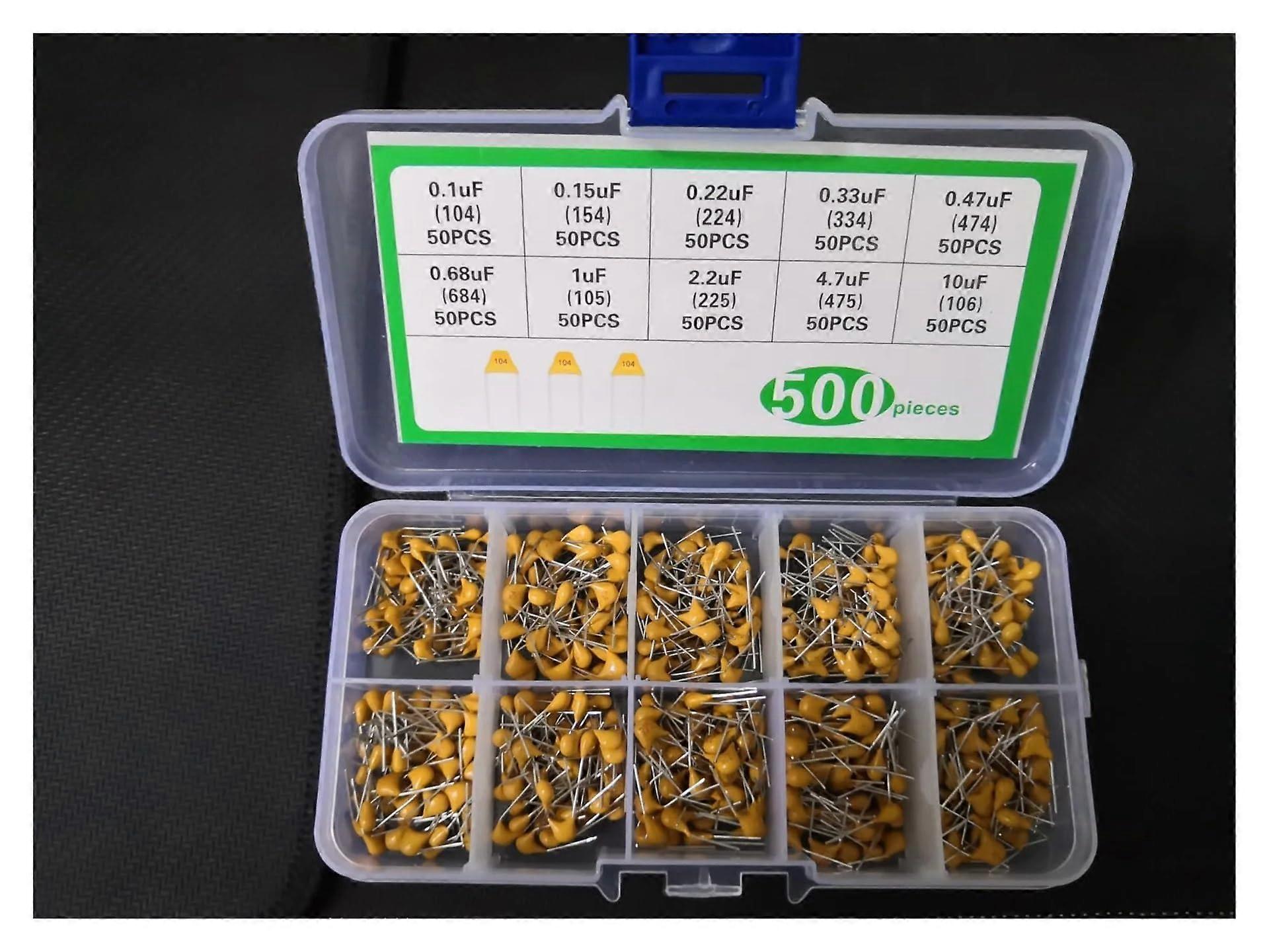 500pcs Ceramic Capacitor Assortment Kit 10 Values for Electronics Projects and Repairs