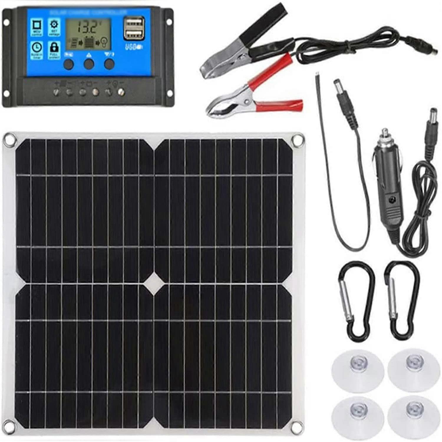 50W Monocrystalline Flexible Solar Panel Kit with 30A Charge Controller for RV Boat Caravan Camping