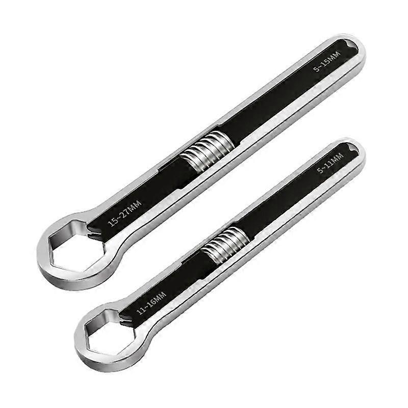 2Pcs Ring Wrench Set Adjustable Large/Small Double-Headed Wrench