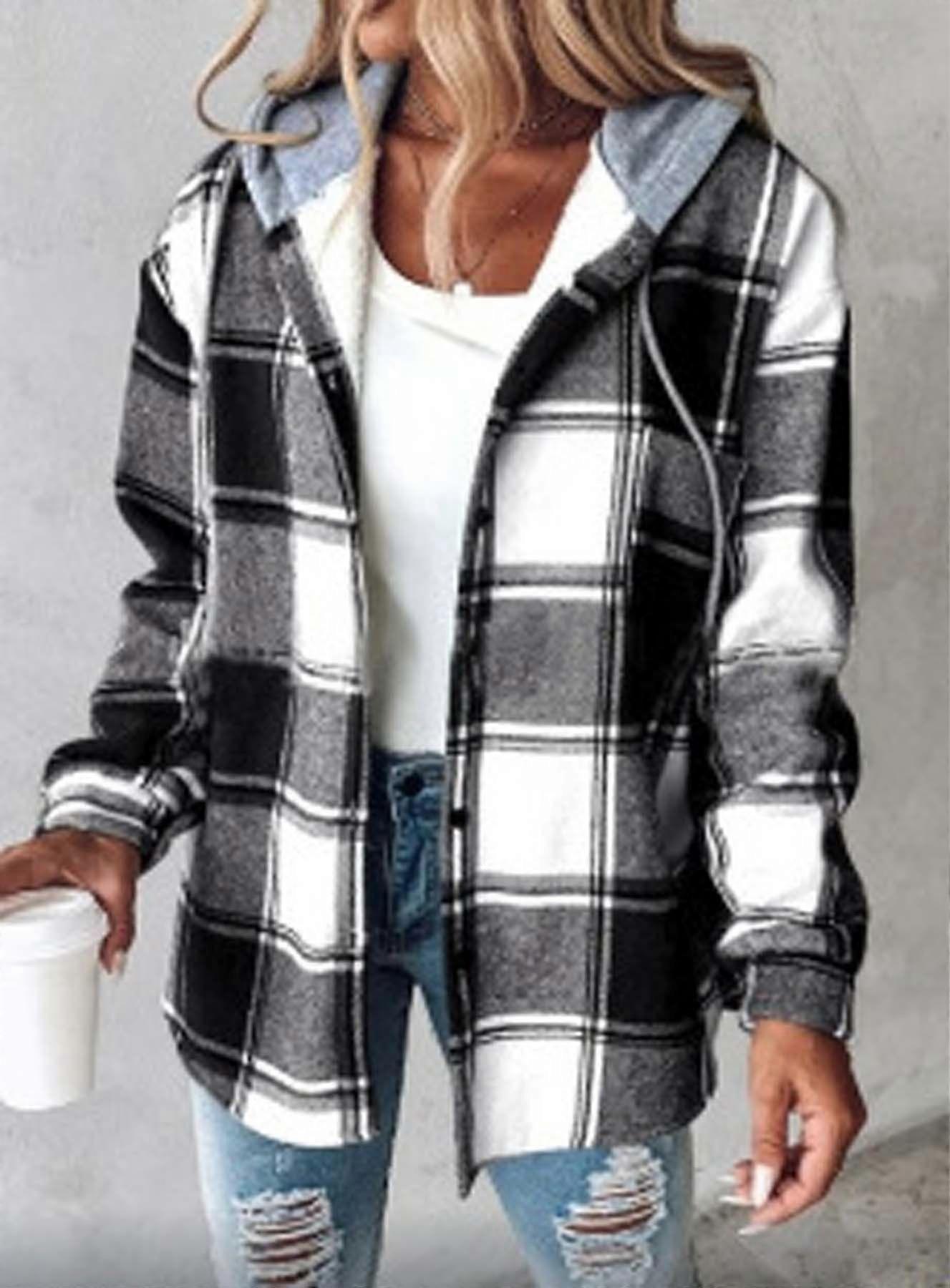 2026 Fall/Winter Trendy Casual Women's Jacket With Large Checkered Pattern For Versatile Outfits