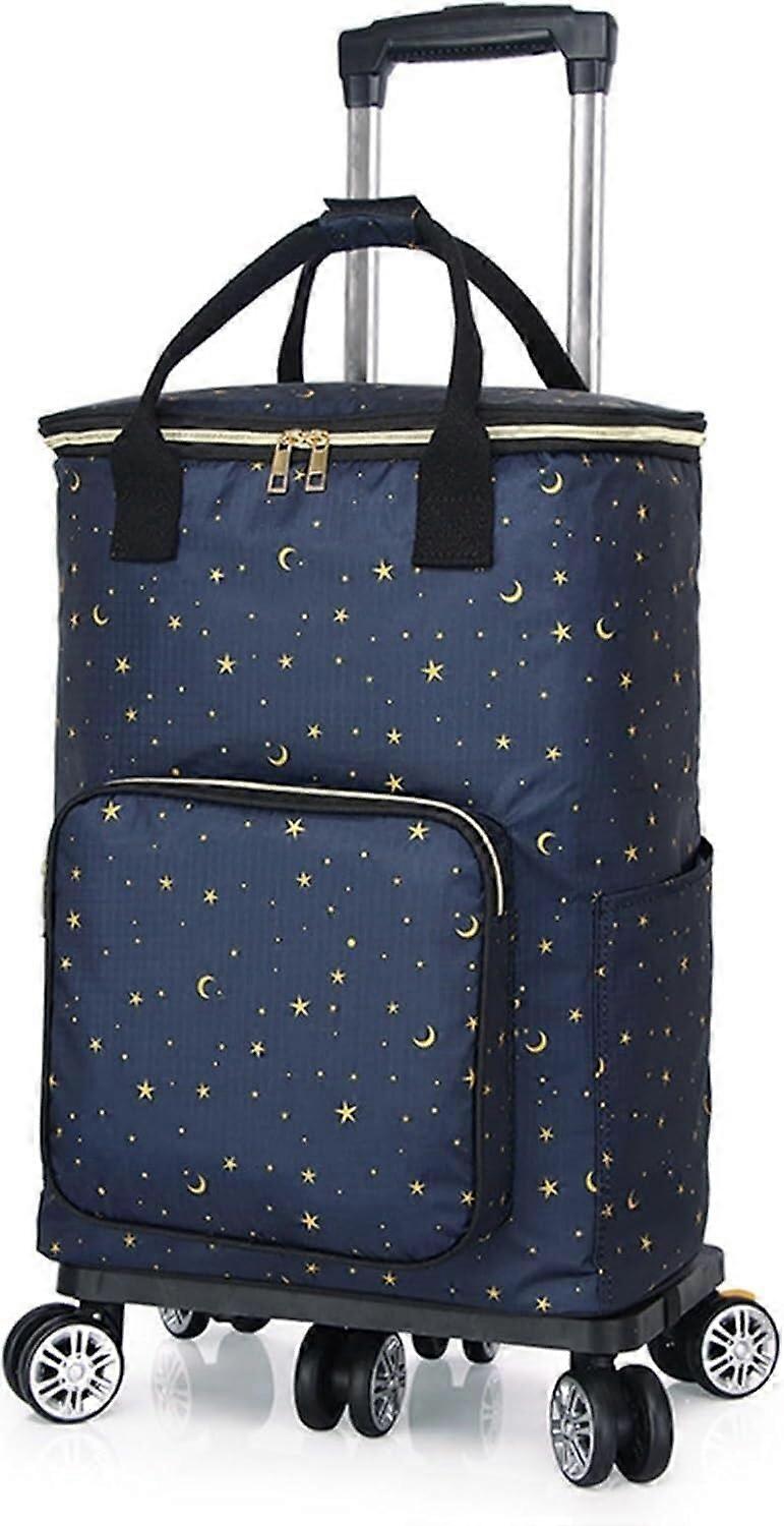 Insulated Shopping Cart with Silent Wheels, Removable Bag, MultiPocket Storage, Durable Frame