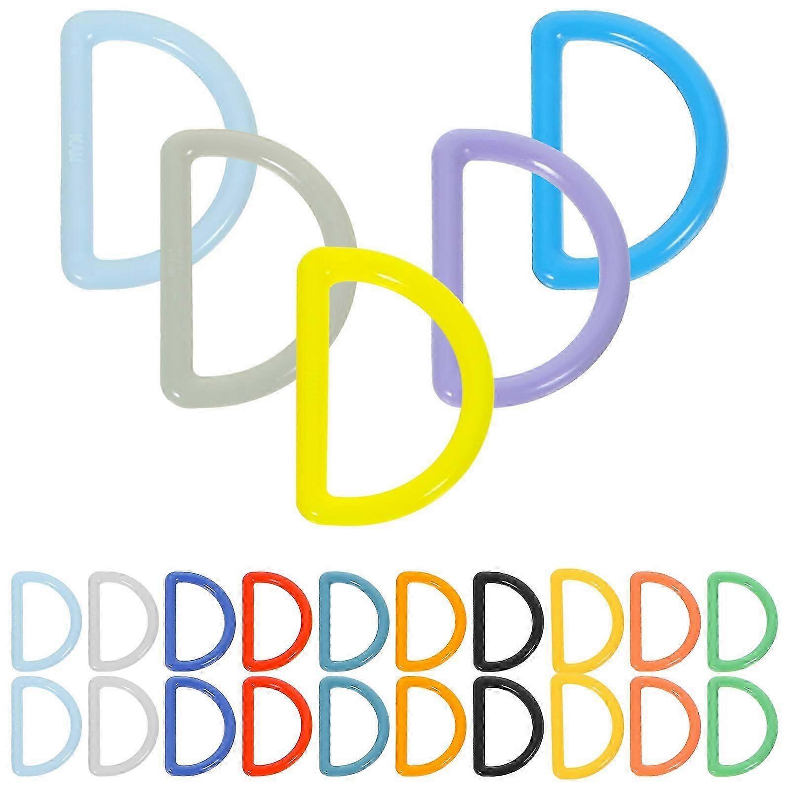 32Pcs Plastic D Ring Multipurpose Plastic D Button Accessories (Mixed Color)