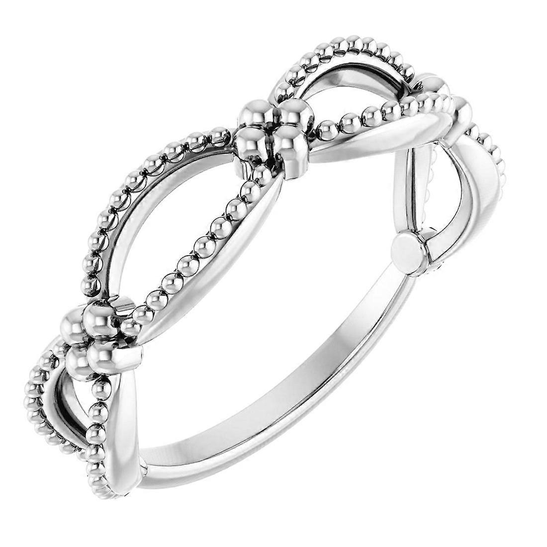 925 Sterling Silver Polished Beaded Stackable Ring Size 7 Stackable Ring for Women - 2.1 Grams