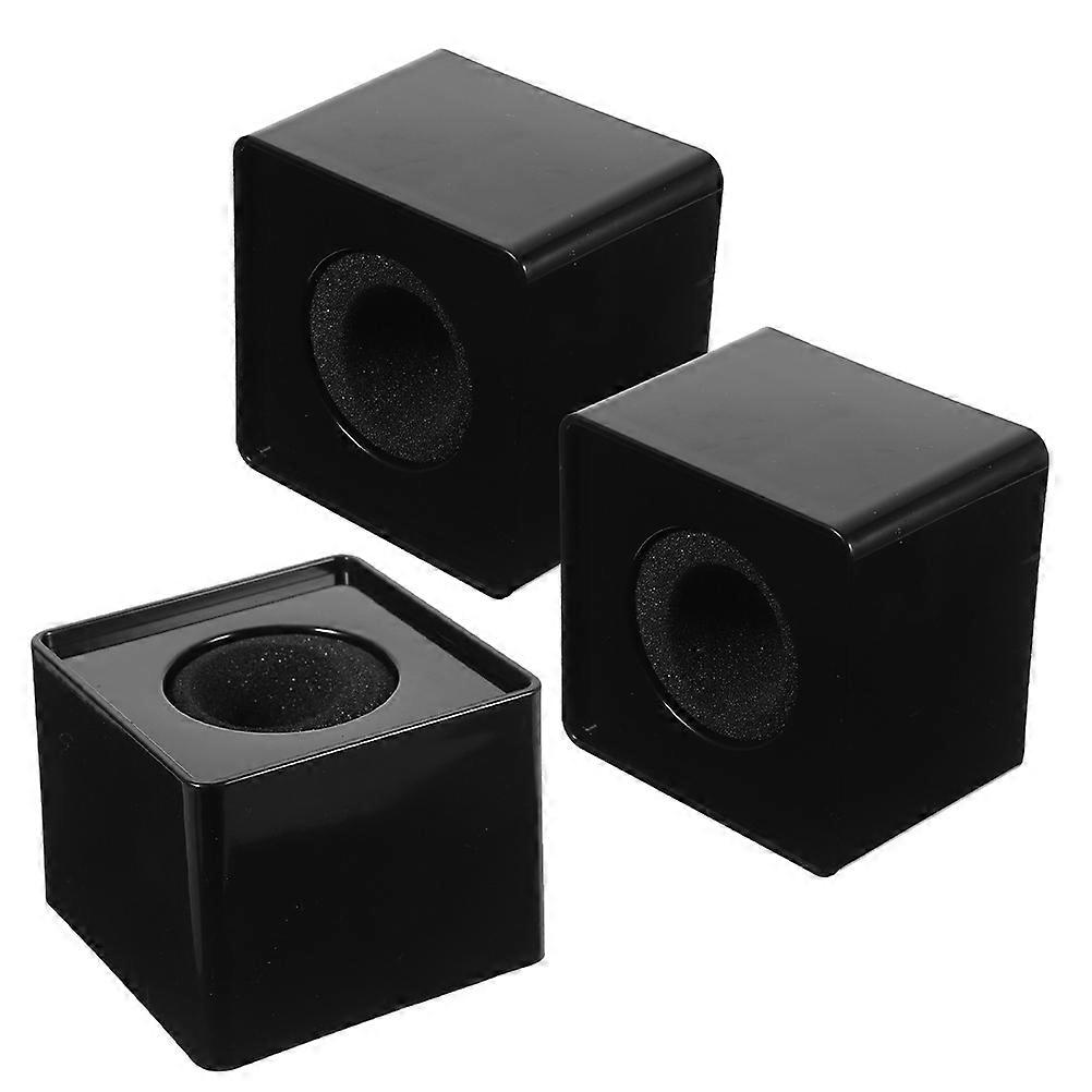 Square Microphone Flag Station for Interviews 3Pcs Black Plastic