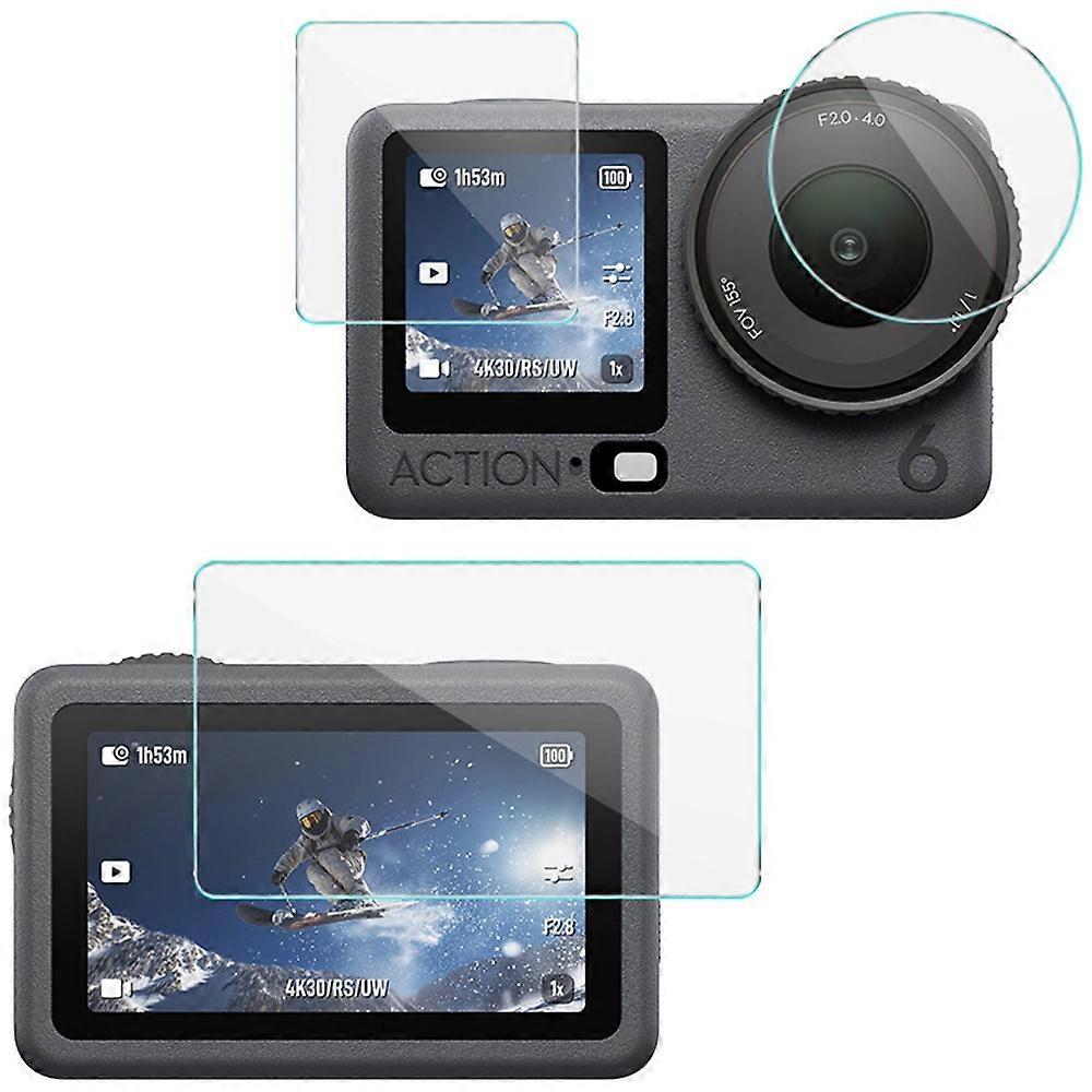 IMAK For DJI Osmo Action 6 Camera Tempered Glass Screen Protector+Lens Protector Kit