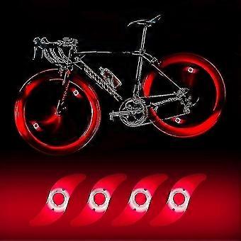 4 x LED fietswielverlichting, waterdichte LED fietswielverlichting met 3 knipperstanden, LED fietswiellamp geschikt voor fietsen van volwassenen en kinderen - Rood