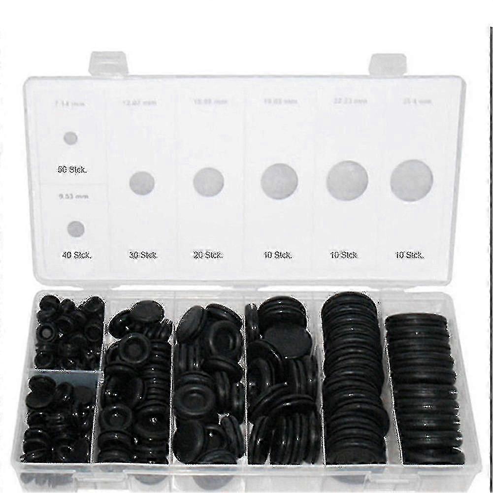 170 stk assorterte svarte gummipropper for bilplugger