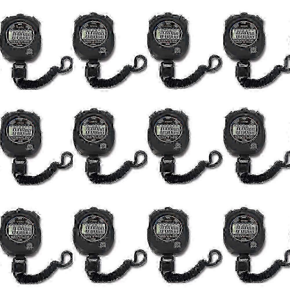 12 Pack Multi-Function Electronic Digital Sport Stopwatch Timer with Large Display, Date, Time and Alarm
