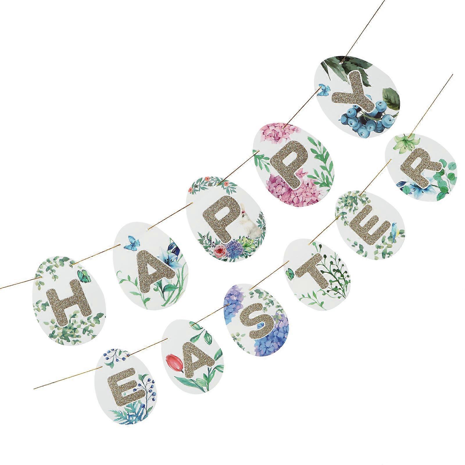 Hanging Banners Paper Easter Party Accessory Rectangle Shape 1Set