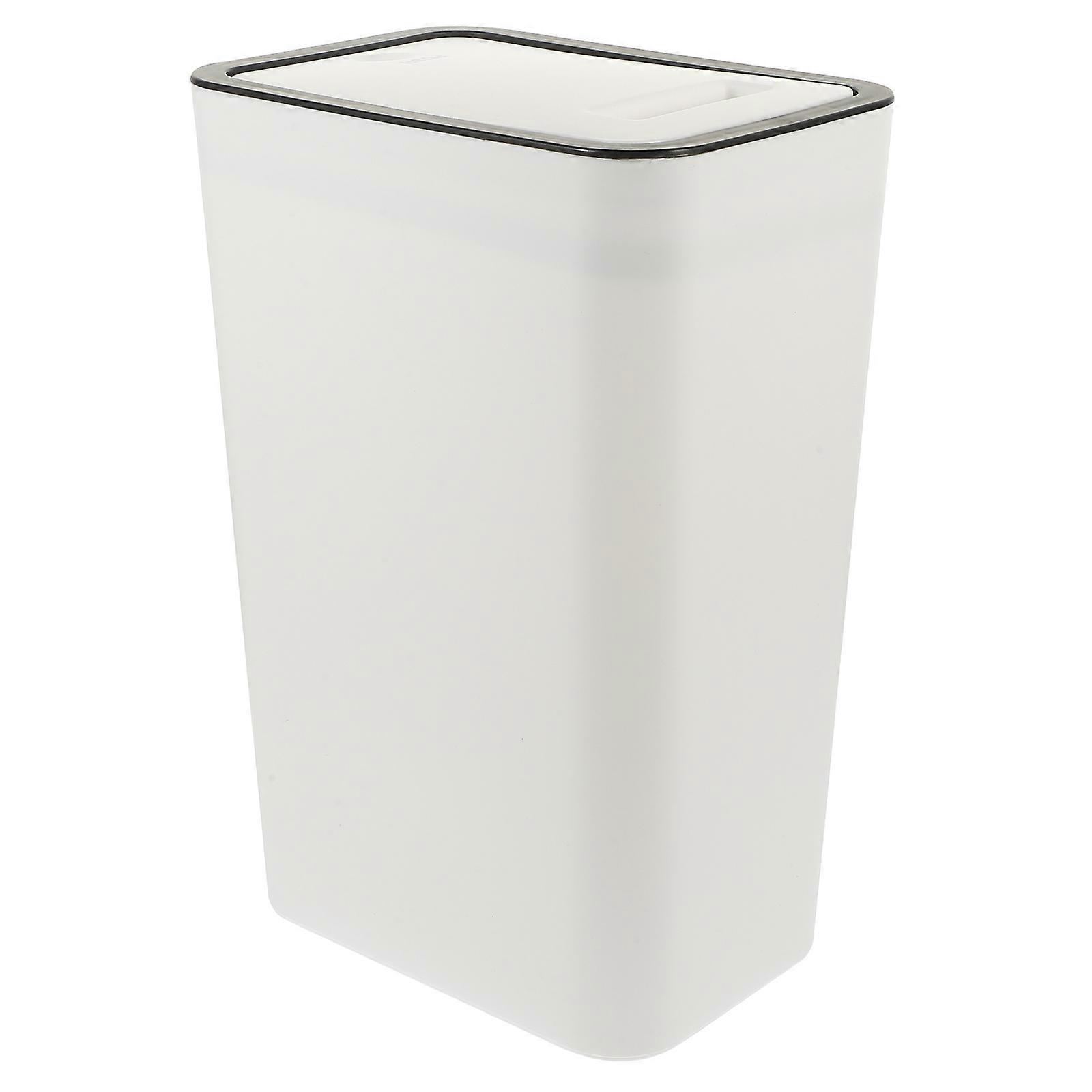 Push Type Trash Can Kitchen and Bathroom Garbage Container White