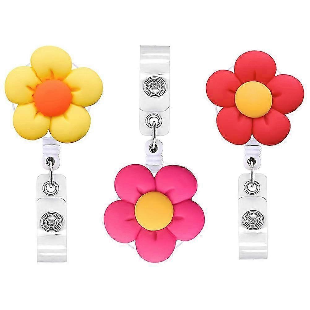 3Pcs Flower Shaped Badge Clips for Nurse ID Badges, Multi-Function