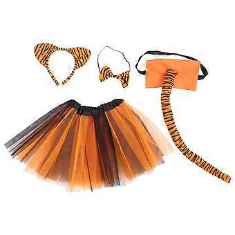 1 setti Halloween Cosplay Tiger -asusteita Tiger Cosplay Rusetti, Häntä, Panta, Hame, Rekvisiitta