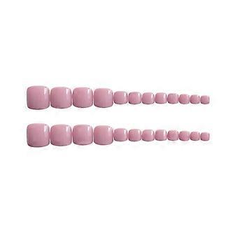 Roze Acryl Nagels Vierkant Korte Valse Voet Nagels Kunstnagels