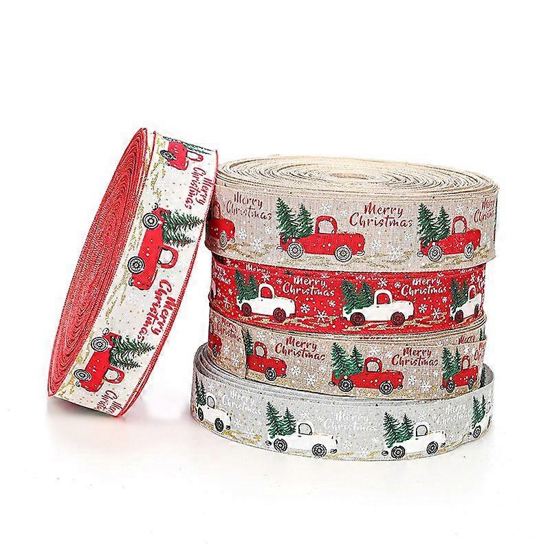 Christmas Burlap Ribbon 5 Pack Car Tree Snowflake Set