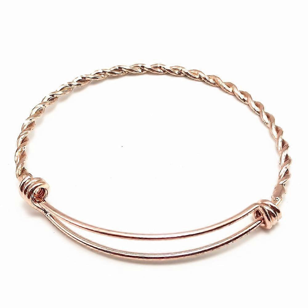 Pulsera ajustable Flat Twisted Steel Wire Push Pull Oro Rosa