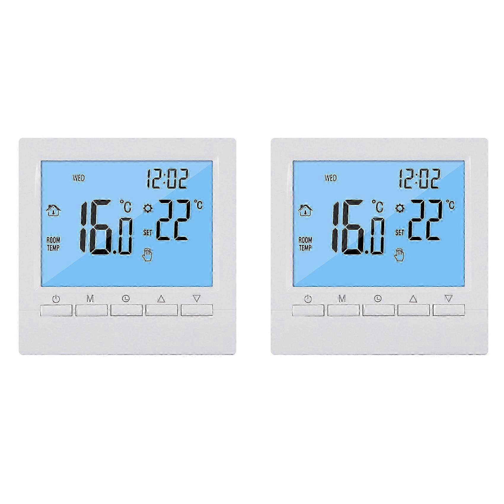 2X Programmable Digital Thermostat 3A Weekly Room Temperature Controller compatible with Efficient Home Heating White Backlight