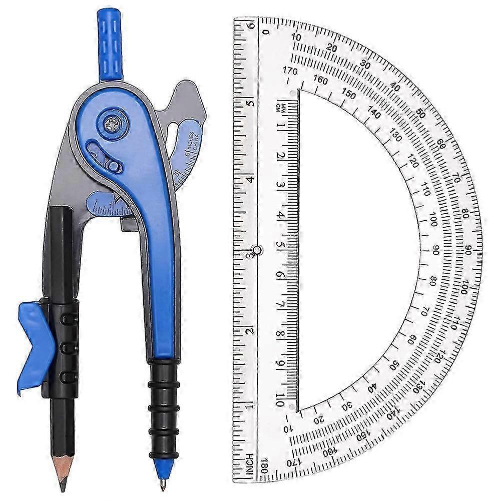Geometry Kit compatible with Students: Compass & Protractor Set, Essential compatible with Math and Drawing,Random Color