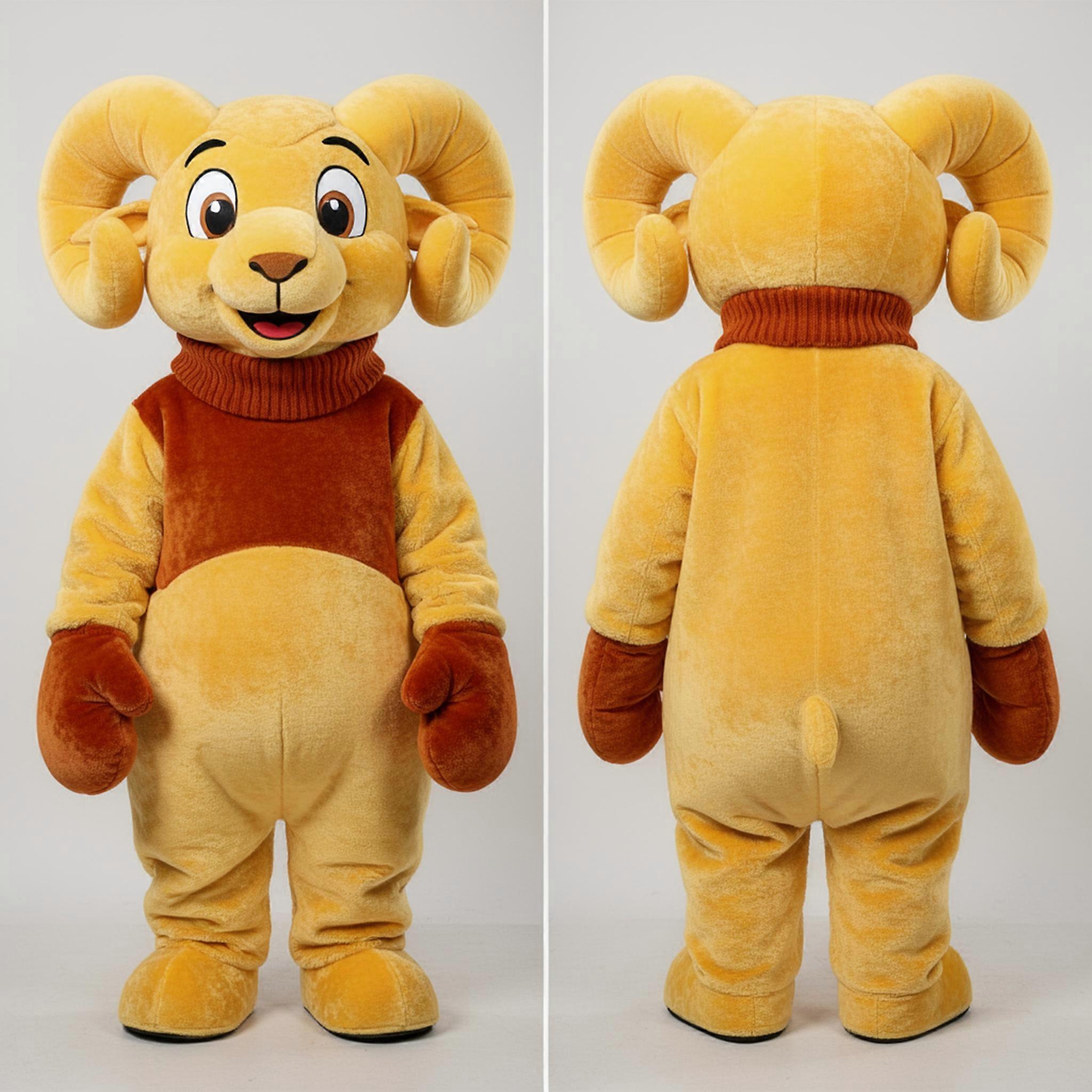 MASTICOT Buttery Yellow Cuddly Ram Mascot