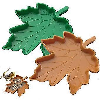 Set di 2 ciotole per cibo e acqua per rettili, in plastica a forma di foglia d'acero, facili da pulire, ideali per tartarughe, serpenti e piccoli rettili.