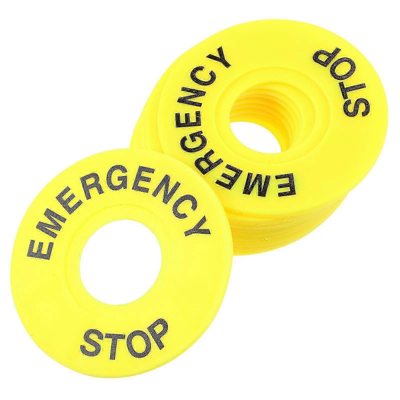 10pcs Push Button Emergency Stop Sign Durable Emergency Stop Ring Supply