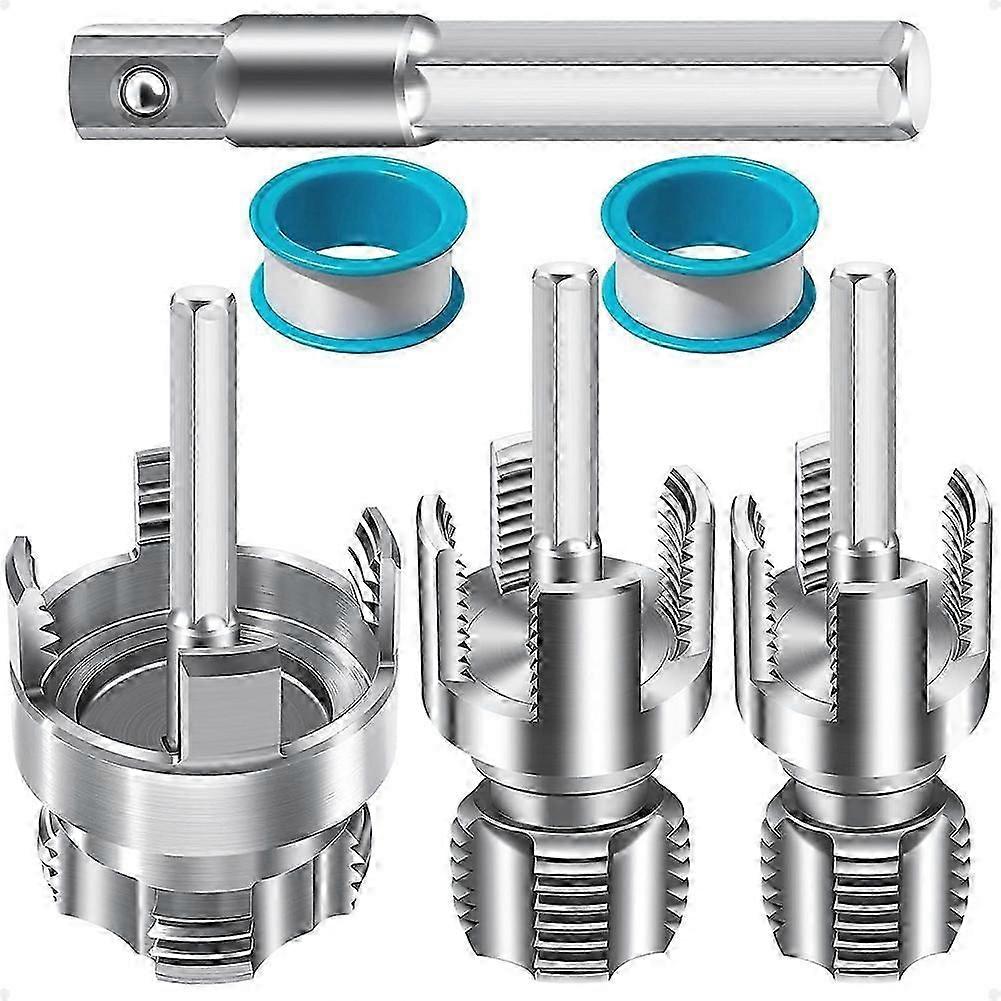 Internal & External Pipe Threading Tool Set 1/2" 3/4" 1" PVC Plastic Pipe Threader Kit,Drill Compatible for Plumbing