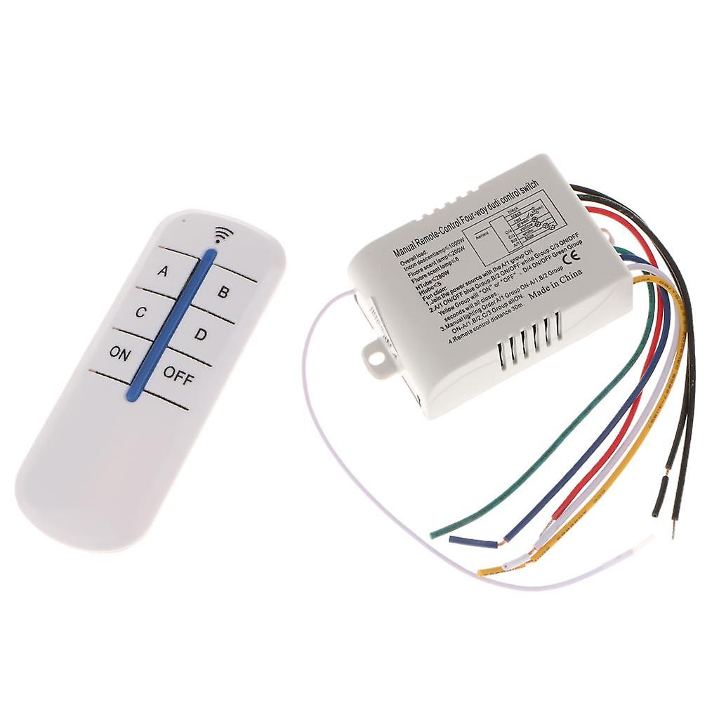 220V Wireless Lamp Light RF Remote Switch Receiver Module Controller 4 Way