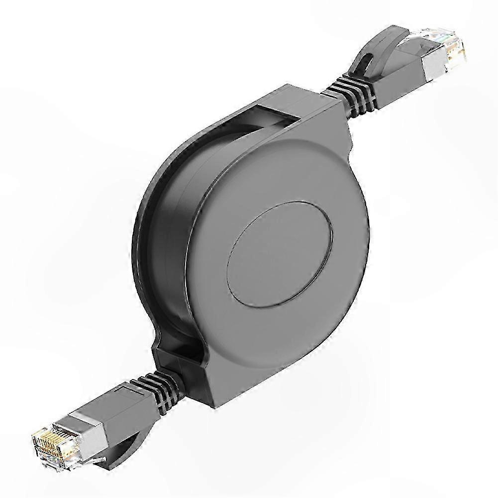 Ultra Flat Adjustable Retractable CAT6 Ethernet Cable, Shielded RJ45 Patch, 1.8m