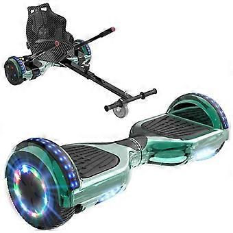 RCB 2-in-1 Hoverboard + Kart 6.5 inches Bluetooth and LED – Adjustable Karting – cyan/black – ideal gift for children