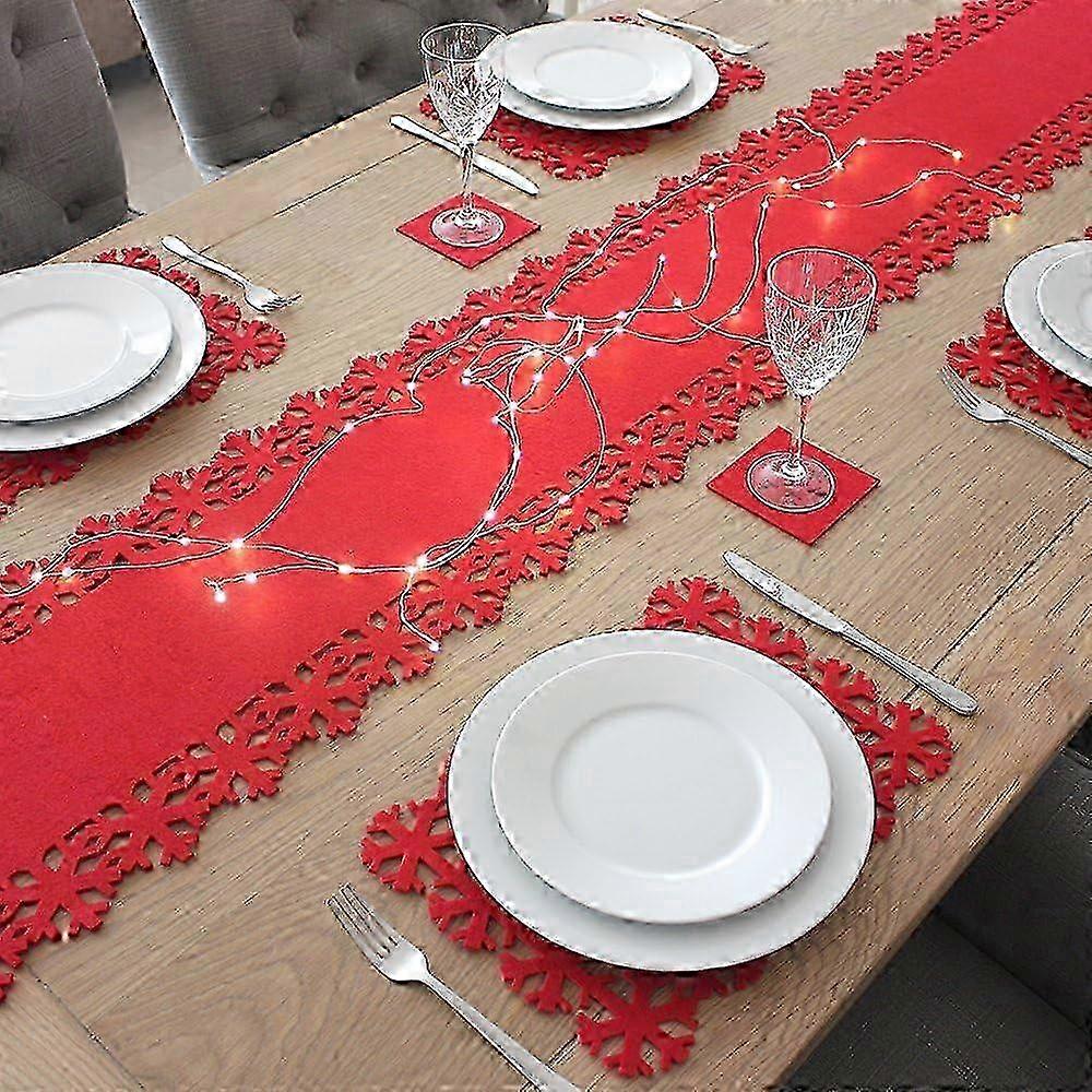 Festive Red Felt Runner 40cm Wide