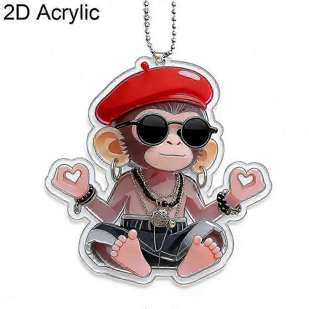 Cute 2D Acrylic Monkey Car Pendant