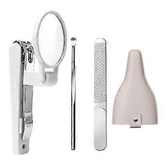Conjunto de cortador de unhas familiar com lupa, estojo de armazenamento, limpador de ouvidos e lixa de unhas para cuidados pessoais em casa e em viagens.